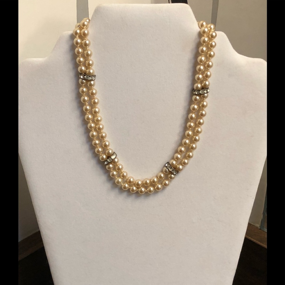 Vintage Pearl and Rhinestone Necklace